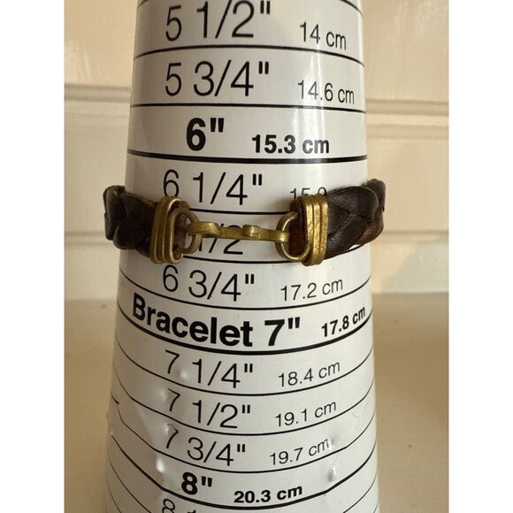 Braided Leather Bracelet With Brass Hook Clasp 6 1/4" Length - Picture 2 of 3